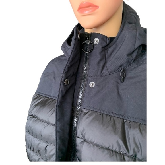 LANDSEND Women Petite Squall Down Insulated Warm Winter Coat Attached Hood Black - Picture 5 of 7